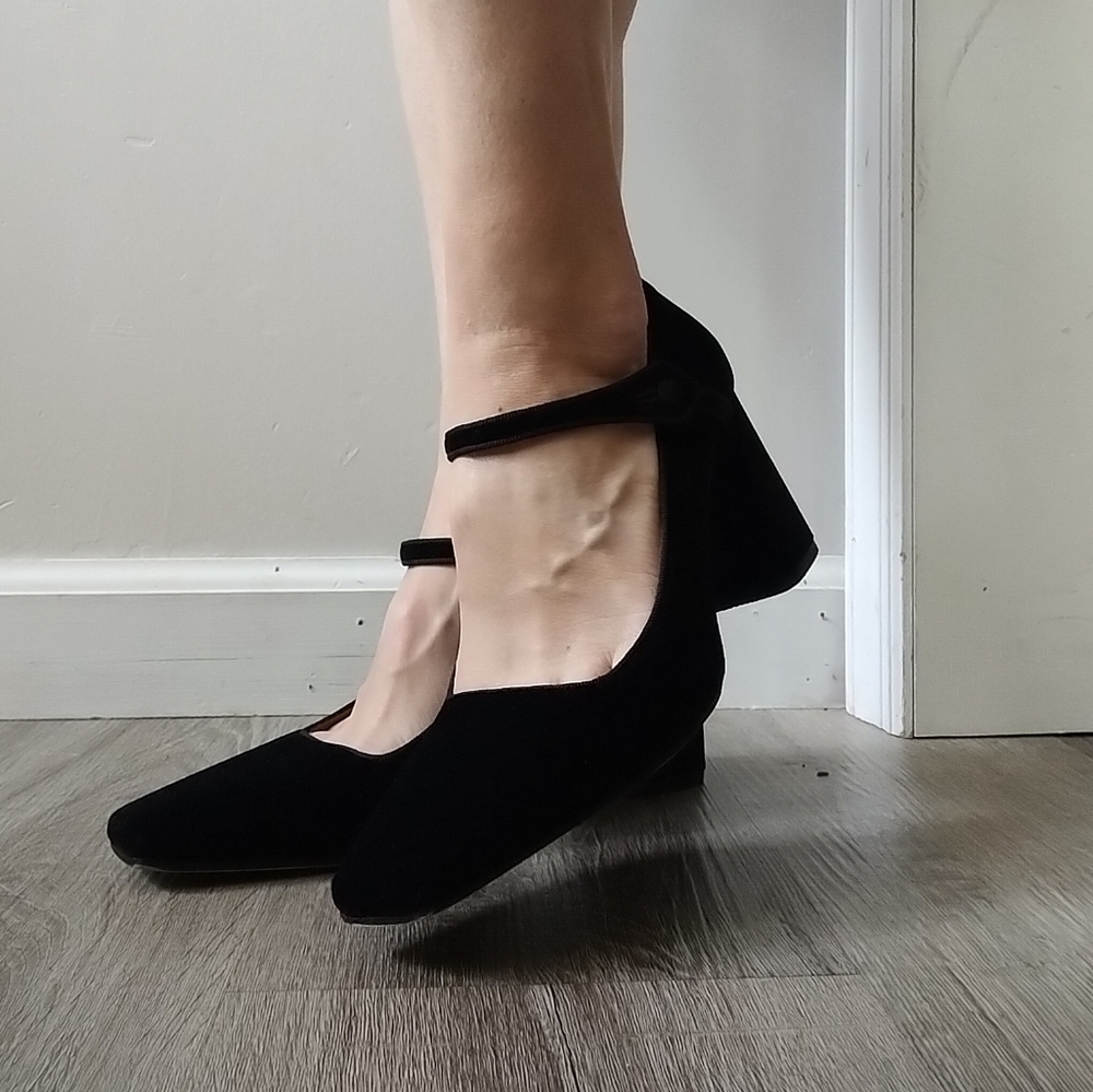 Le Monde Beryl Elegant Black Suede Mary Jane Shoes 9 - Picture 12 of 15